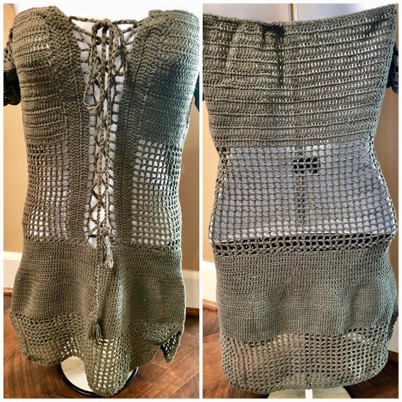 Sexy Sheer Crotchet Lace Up Beach Bikini Coverup - Picture 7 of 7